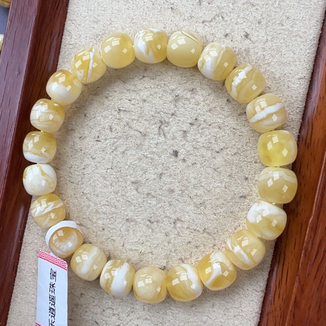 琥珀手链未镶嵌11.75金瓷白