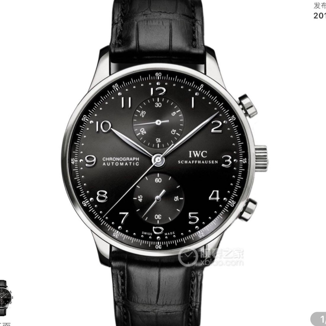 99新 IWC/万国 葡萄牙计时黑盘银针带背透41 20全套带延保