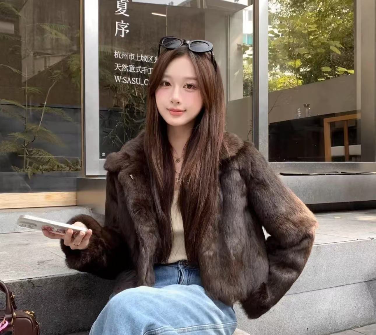 【上东老钱】复古风兔毛轻奢短款外套