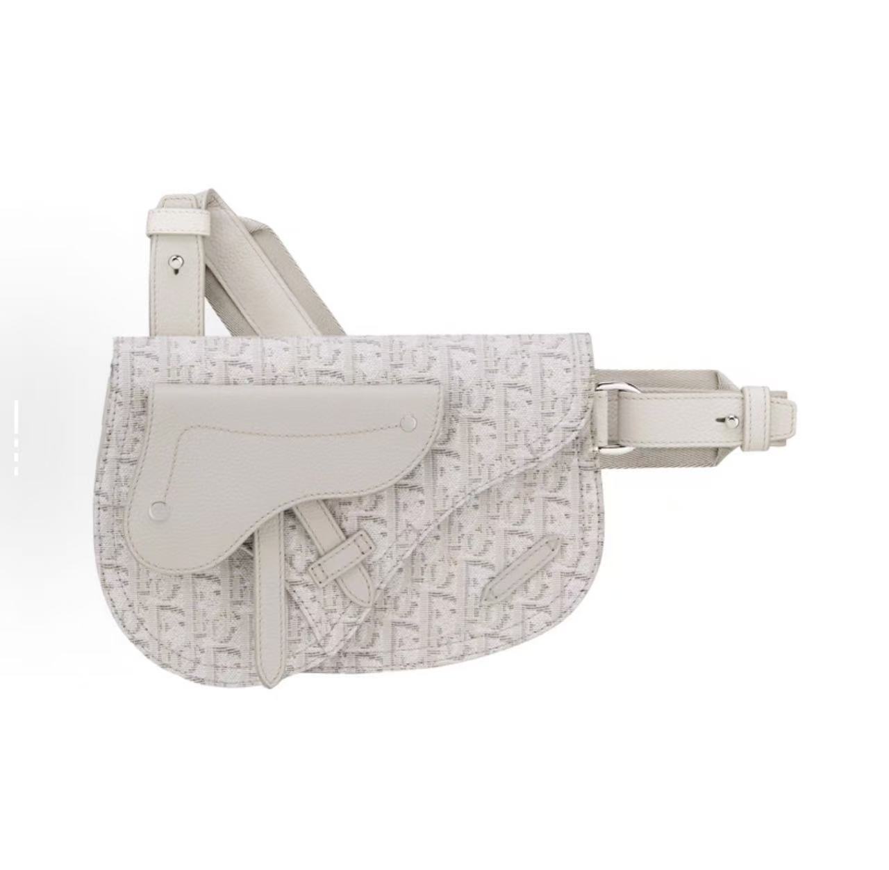 99新 DIOR/迪奥 saddle经典老花满印oblique米白色刺绣马鞍斜挎包