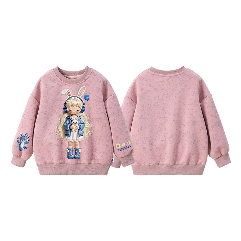 2025韩版童装卫金发女孩童长袖春秋百搭潮流洋气卡通