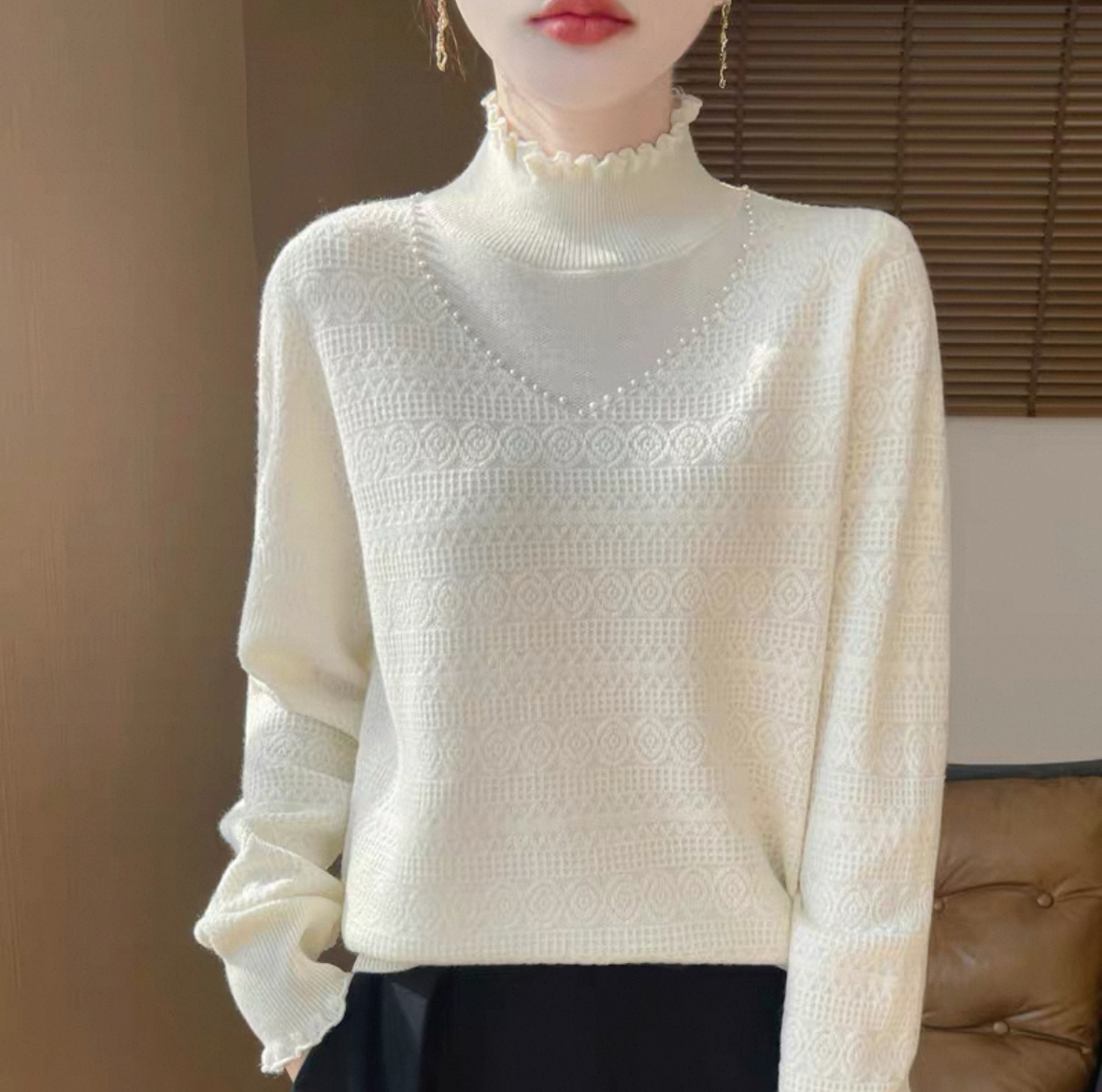 秋冬季半高领加厚提花厚款不缩水针织衫网红毛衣上衣女减龄打底衫