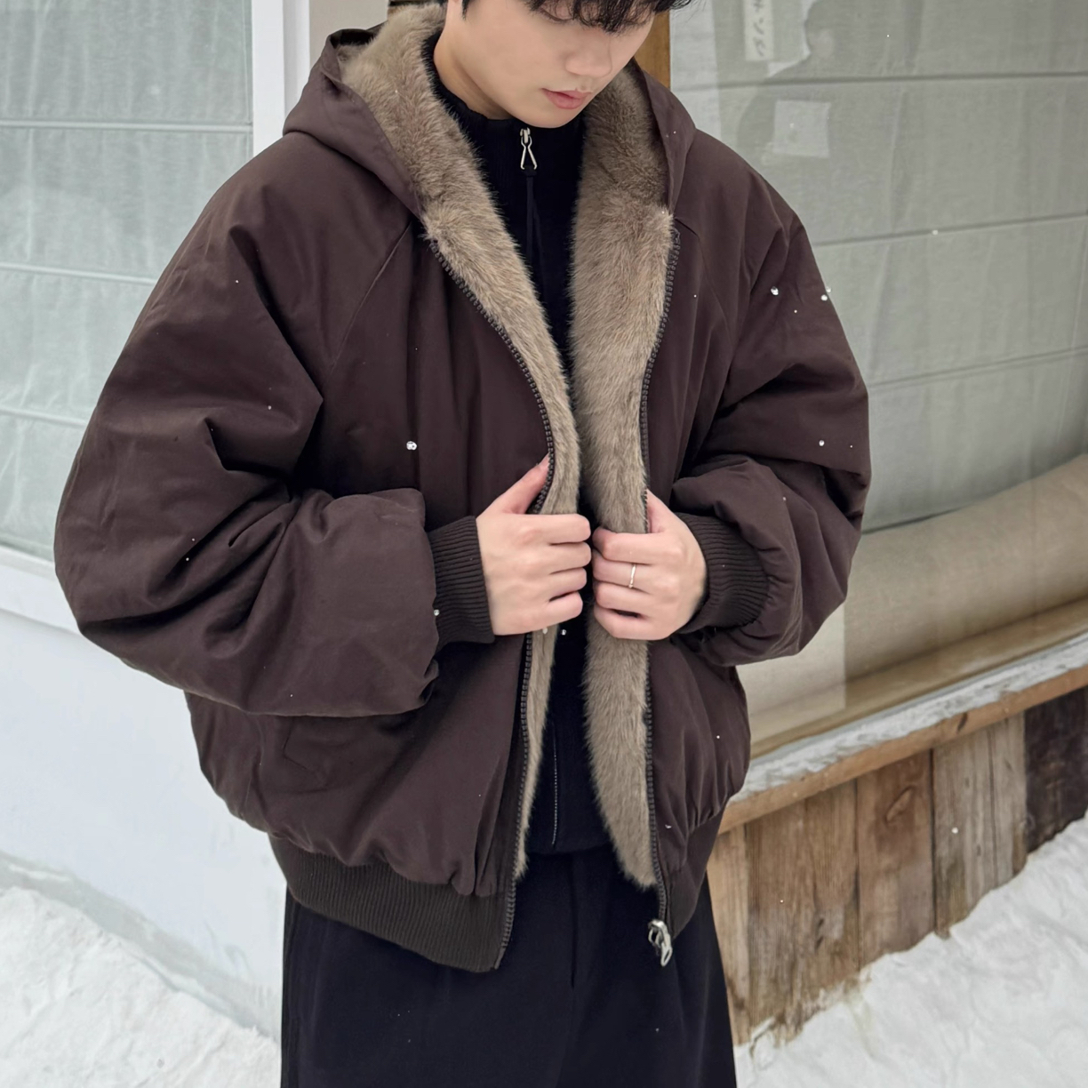 复古座山雕棉服 男女同款！！