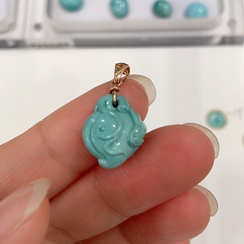 绿松石珠宝半成品18K金镶嵌