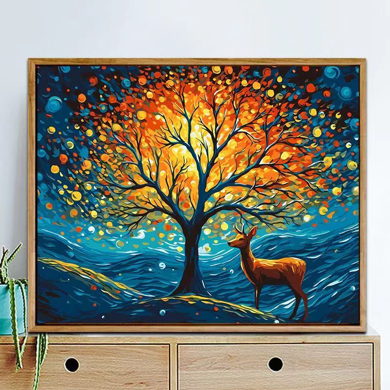 星空麋鹿十字绣2024新款印花线绣客厅卧室高级感手工绣22色