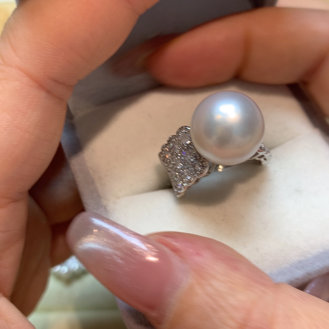 海水珍珠戒指银S925镶嵌