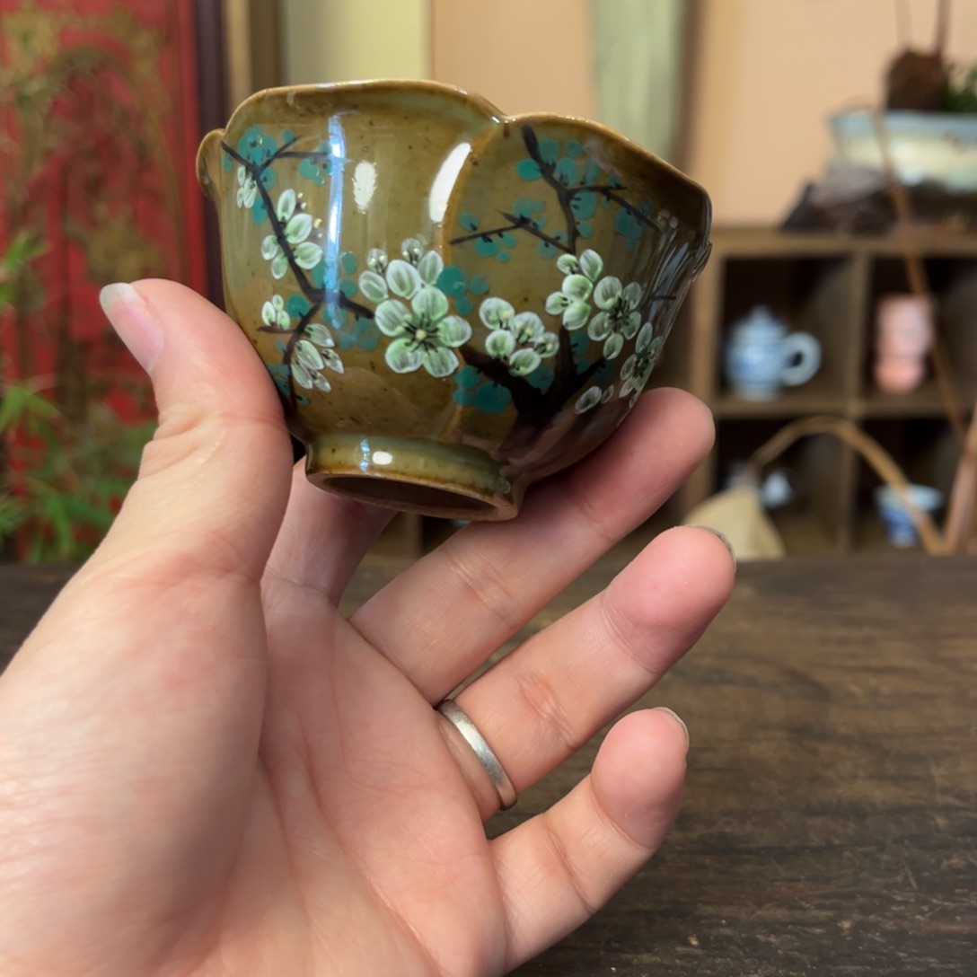 杯柴烧手工手绘陶瓷