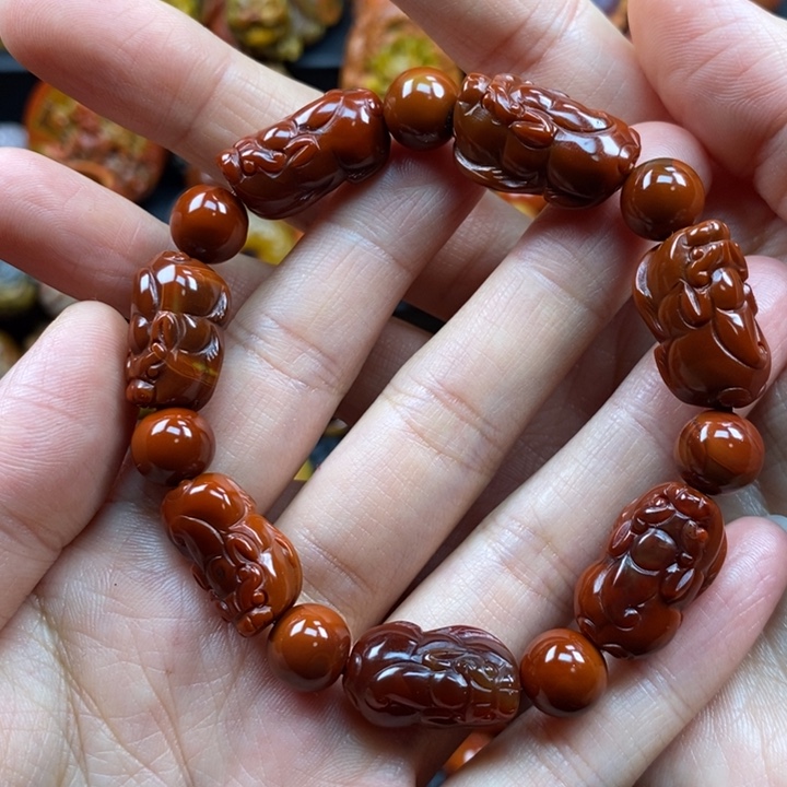 玛瑙/玉髓未镶嵌手串战国红手串