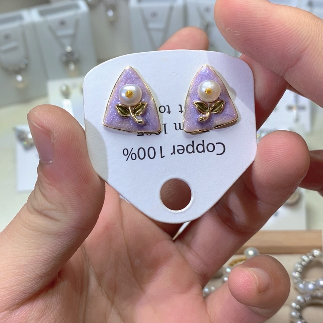 银S925镶嵌耳坠淡水珍珠