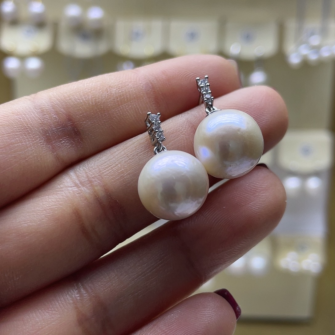 淡水珍珠耳饰银S925镶嵌