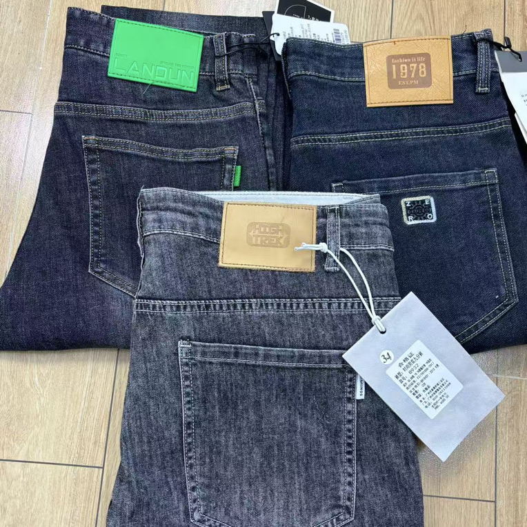 春秋季拉链中腰牛仔裤时尚水洗男裤直筒薄款牛仔裤