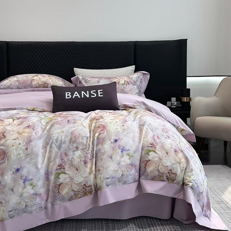 【陈同学】云上花语 100支匹马棉磨毛 数码印花宽边工艺 全棉四件套