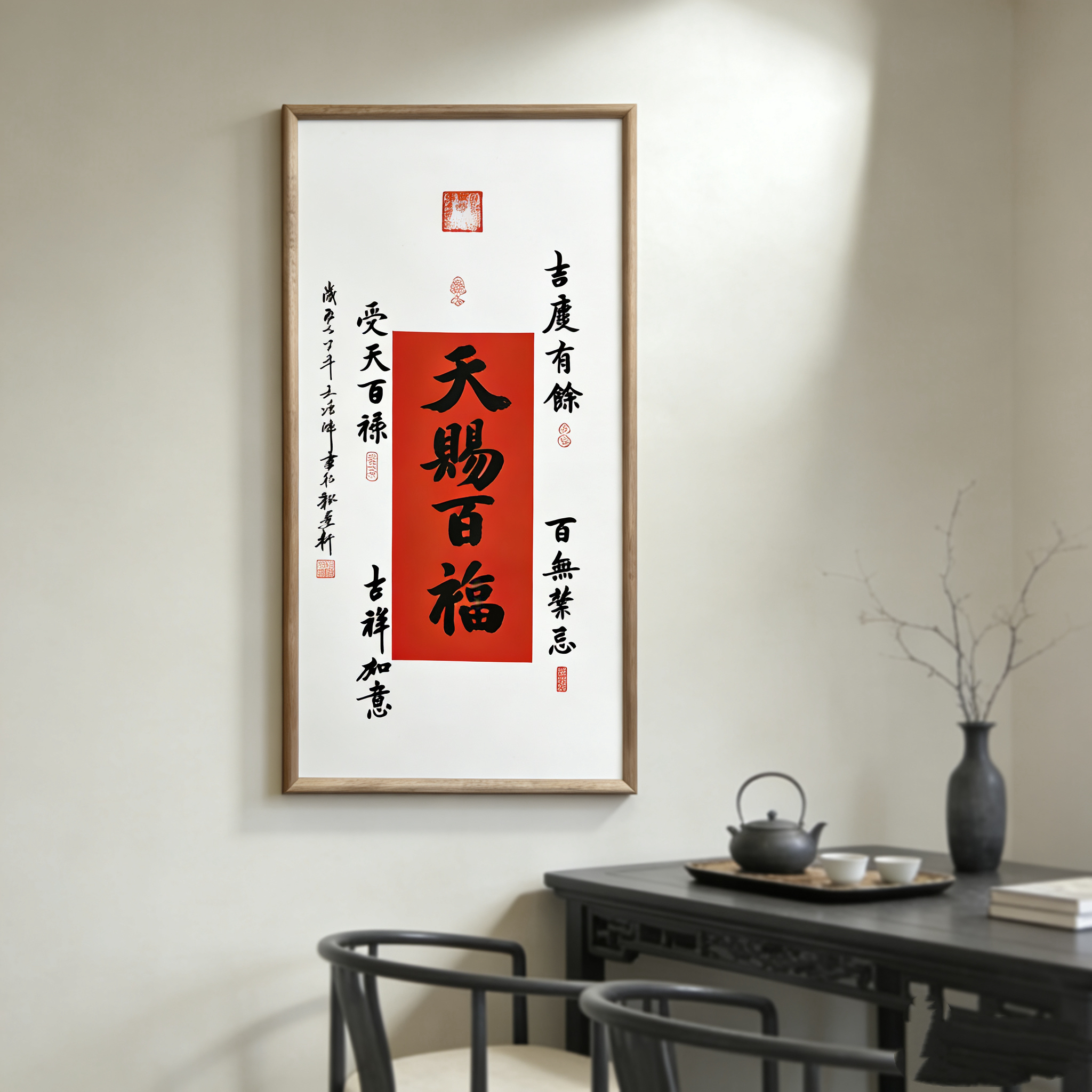 《天赐百福》68*35厘米纯实木书法作品家居装饰挂画一浩峰