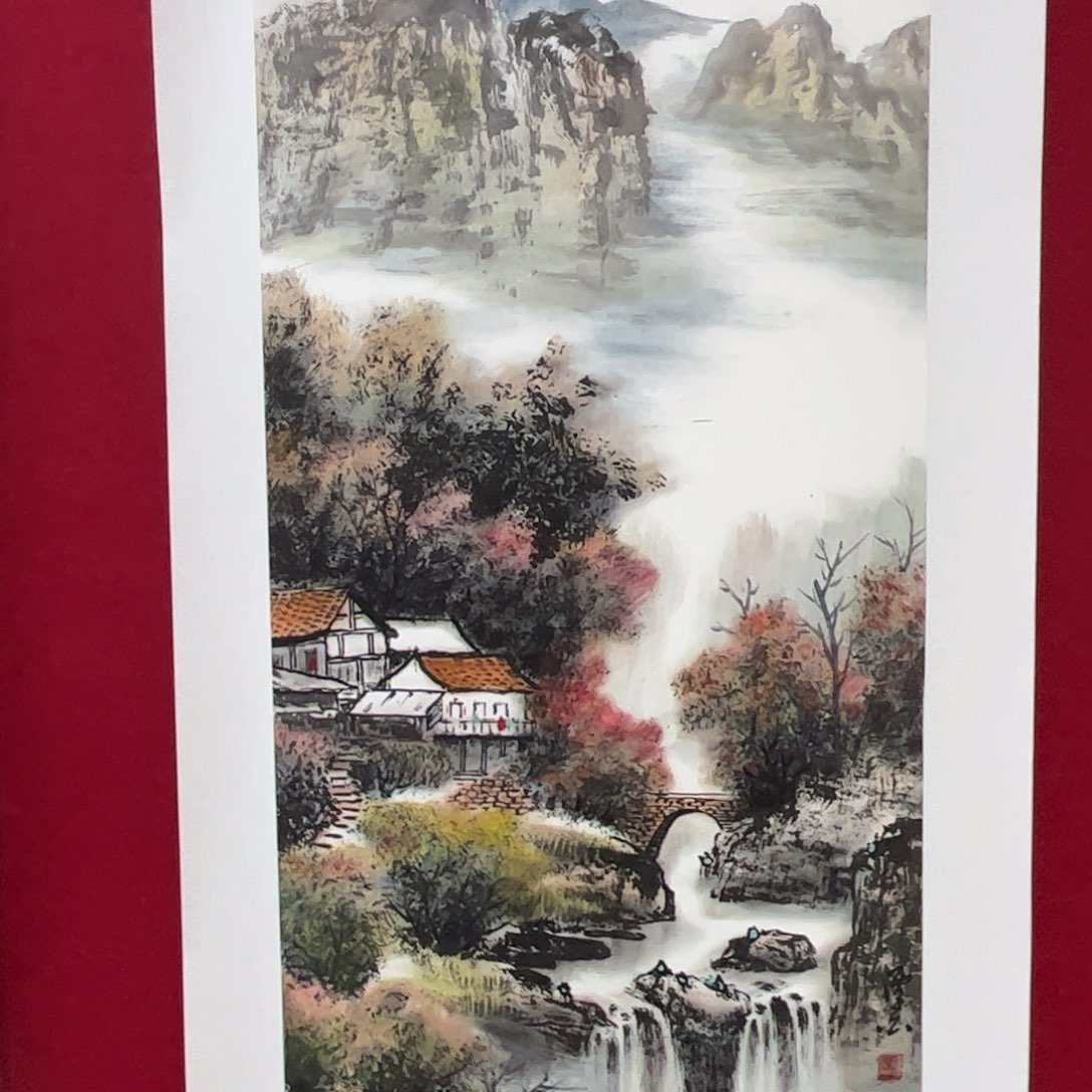 汪***狗国画三尺山水作品m