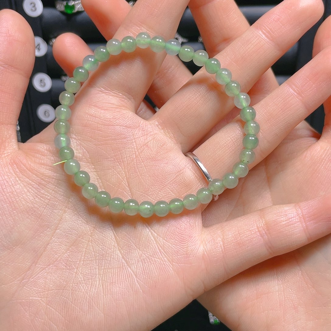 翡翠戒指银S925镶嵌手链