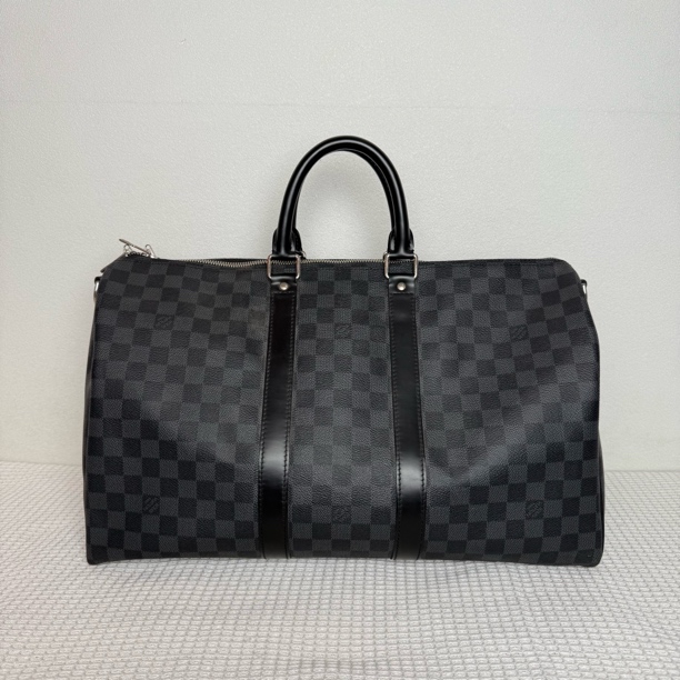 99新 LouisVuitton/路易威登 97新4896时尚黑棋盘Keepall45旅行包