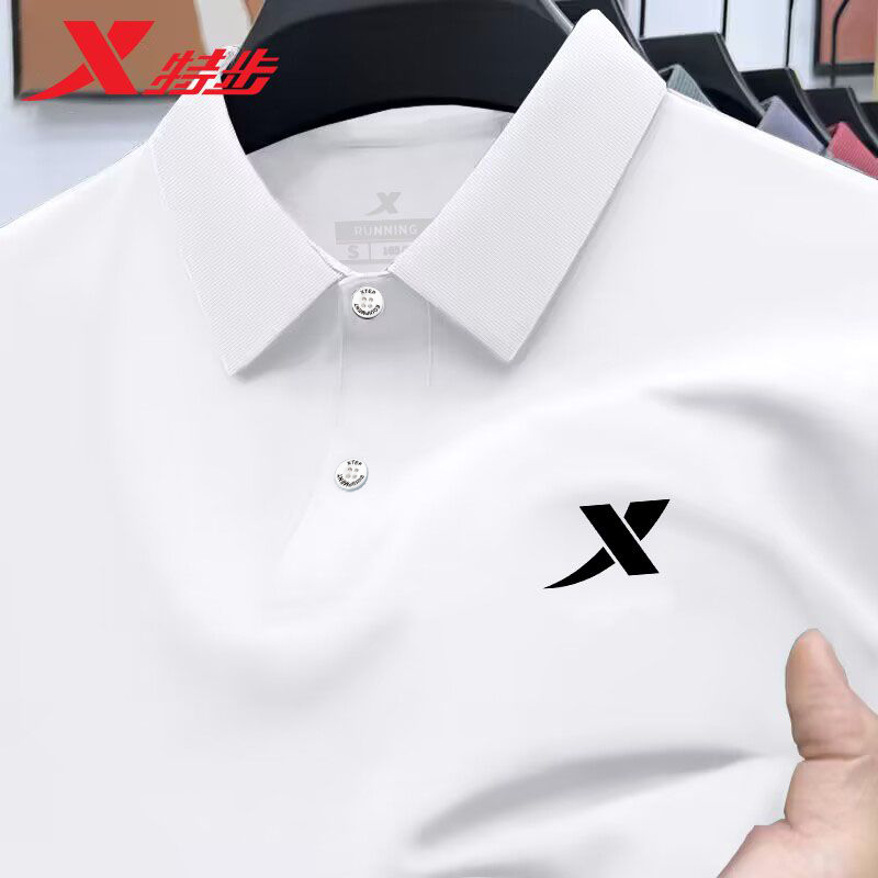 特步翻领polo衫男装2025夏季新款短袖男T恤运动休闲商务保罗衫男