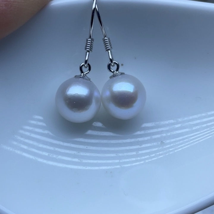 耳饰银S925镶嵌淡水珍珠