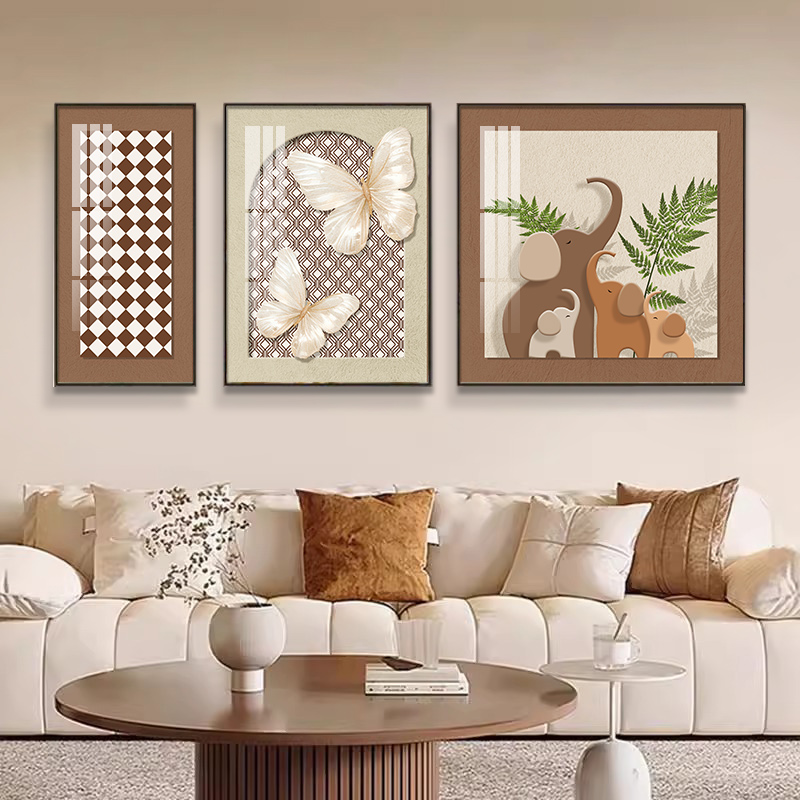 蝶梦悠然沙发背景墙挂画简约大气休闲画高级感客厅装饰画