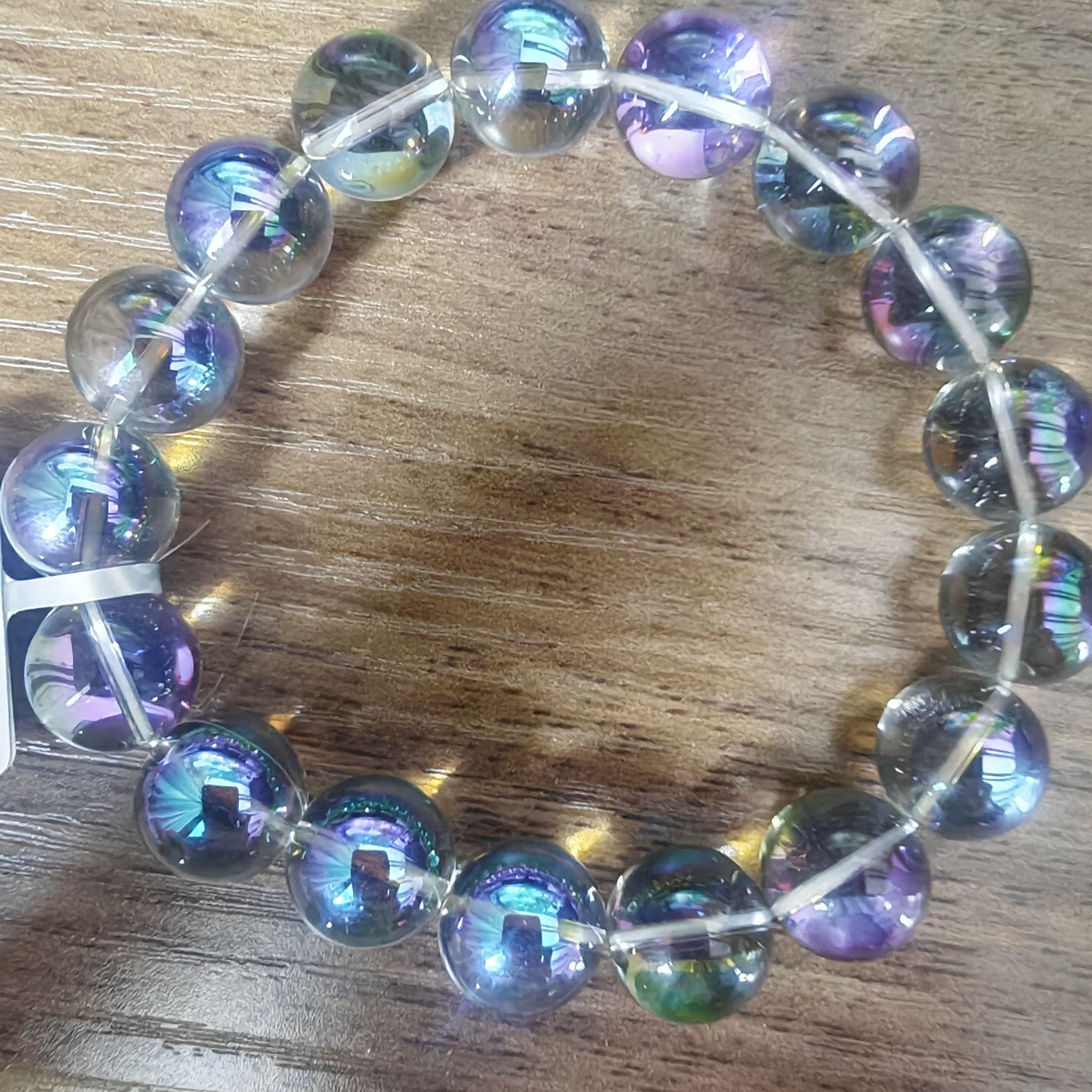 主播推荐！七彩水晶手串12mm