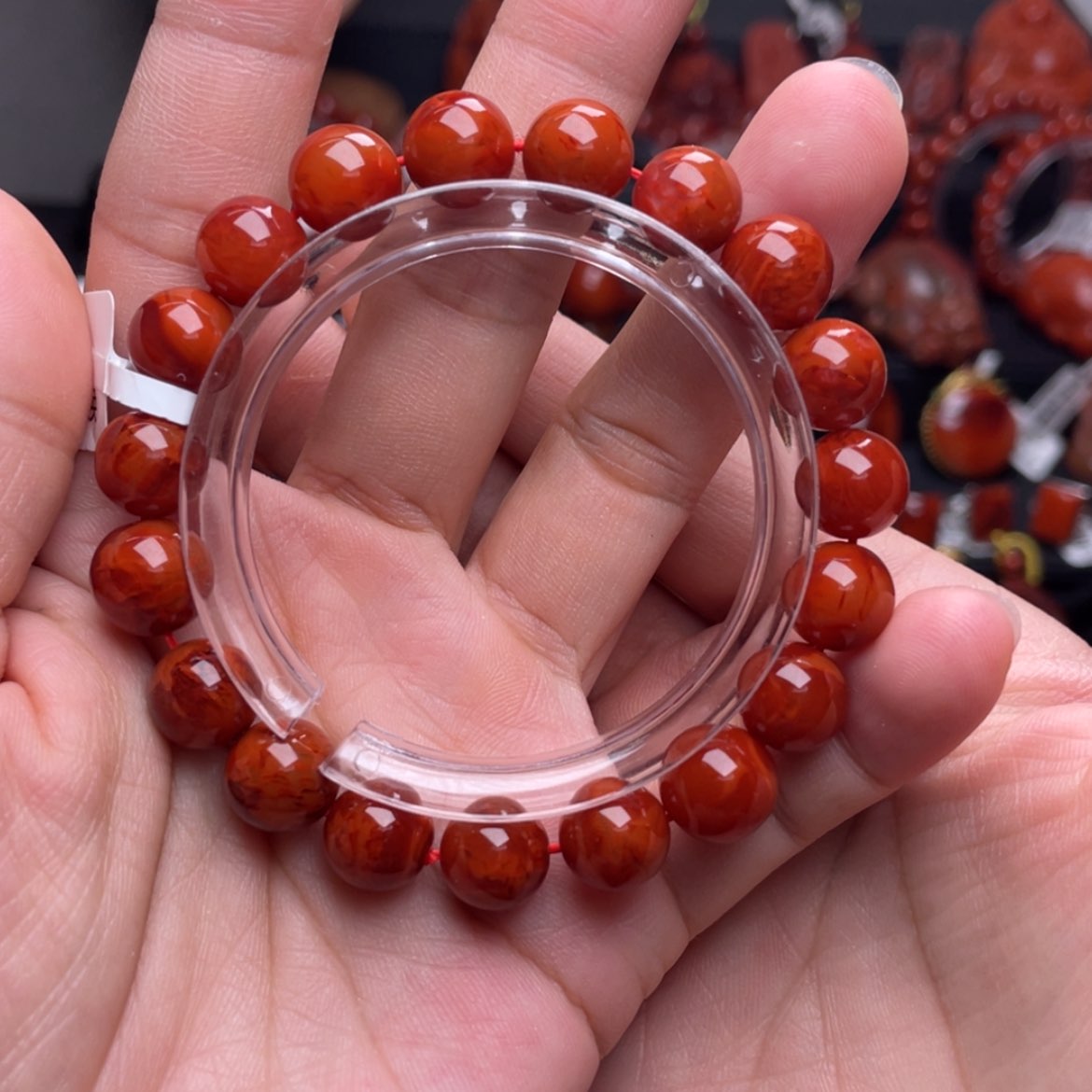 【闪购商品】未镶嵌10mm满肉火焰纹手串南红玛瑙