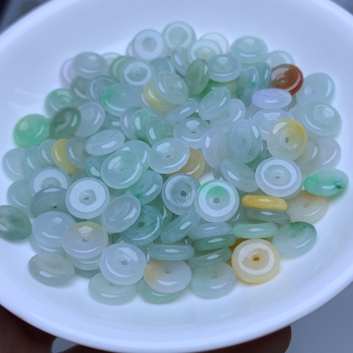 散珠翡翠卡9冰三彩平安扣10个