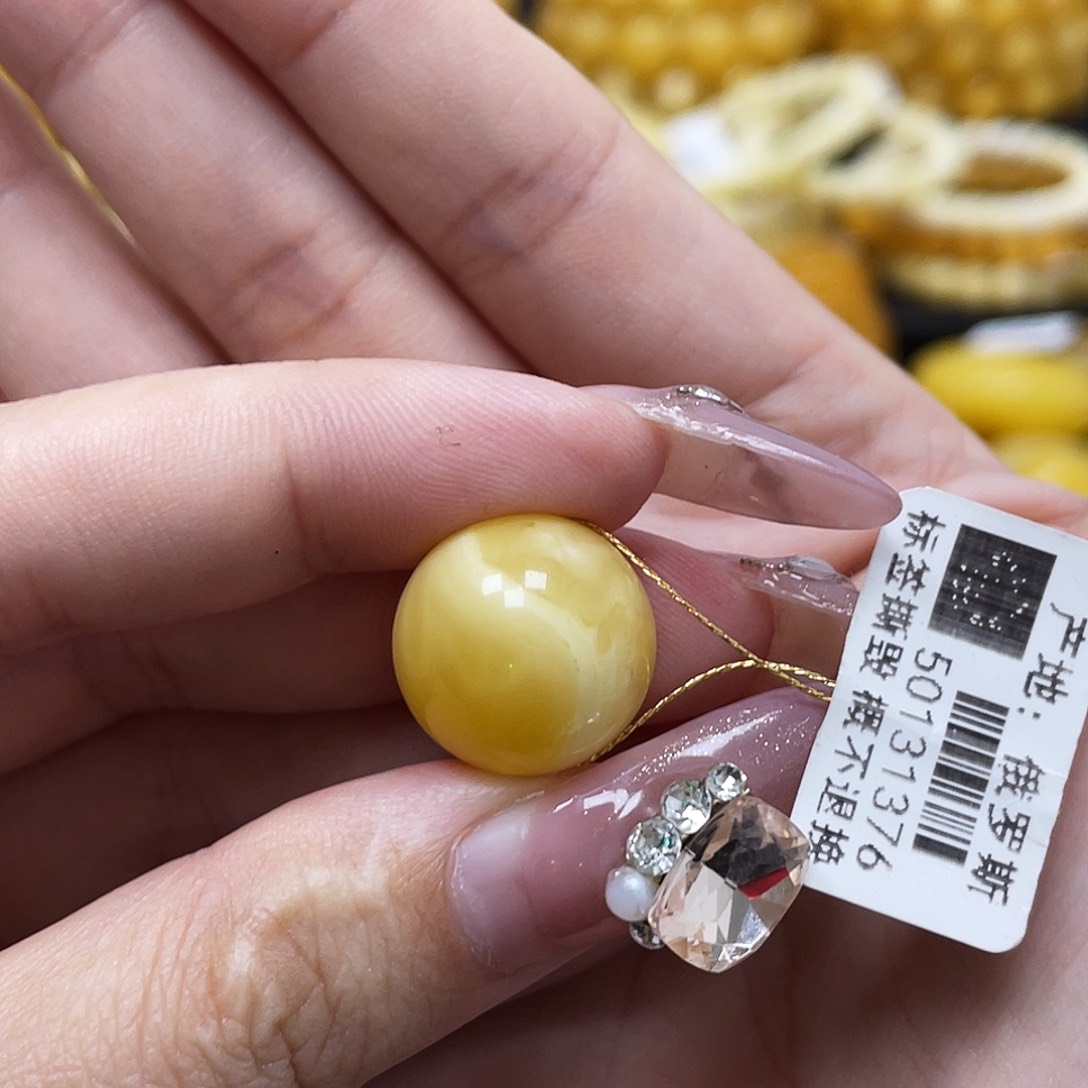 裸石蜜蜡未镶嵌15.7mm浓蜡妖花圆珠瑕疵福利