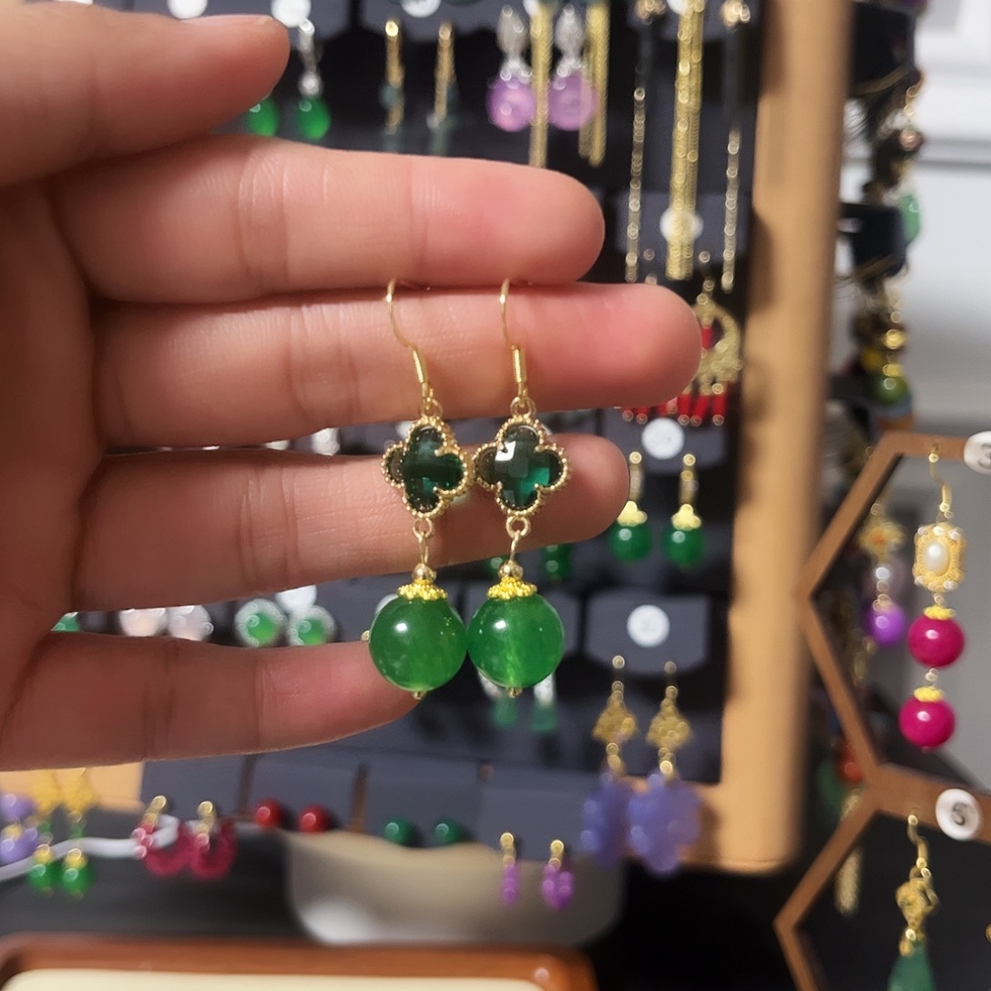 锆石纯铜925银耳饰