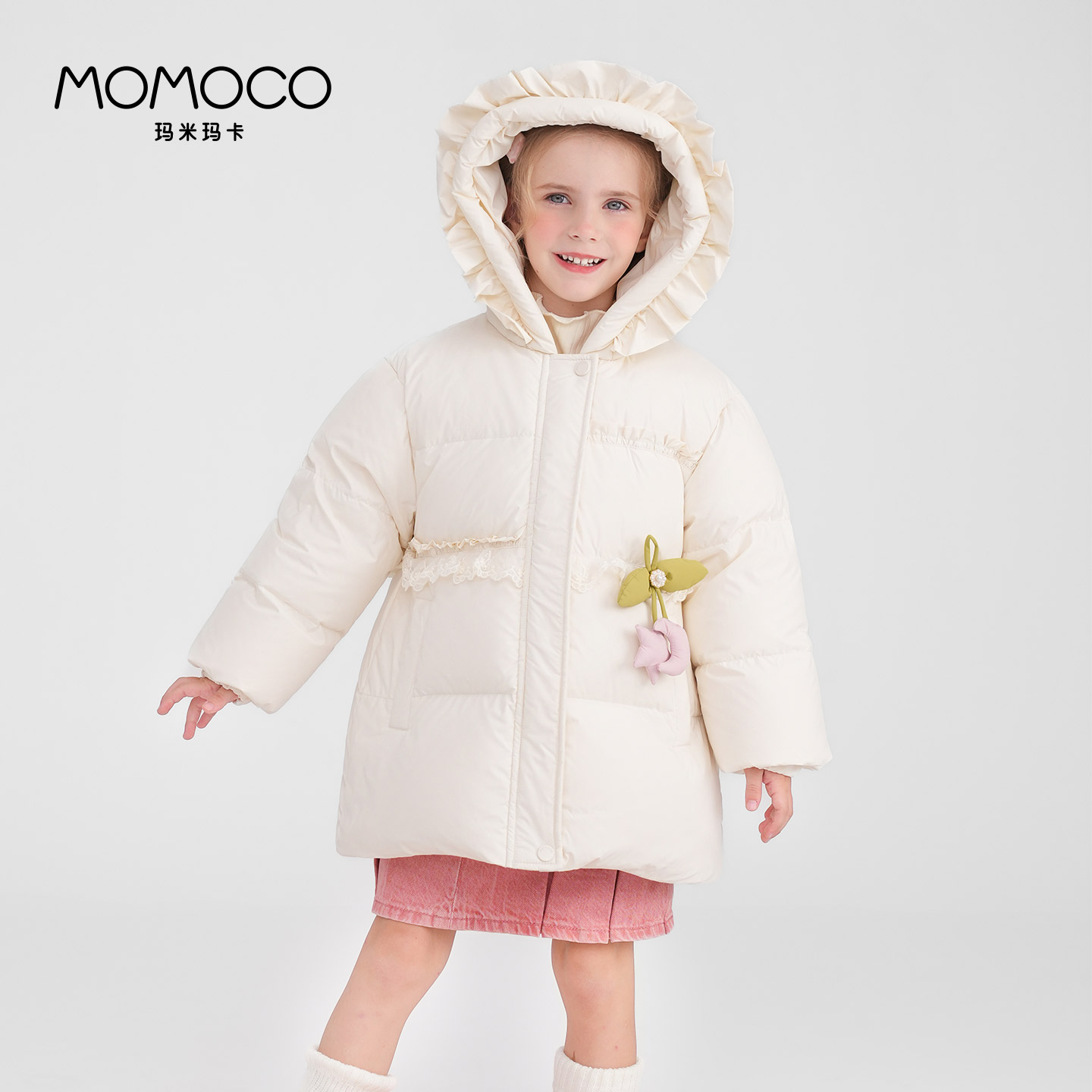 MOMOCO/玛米玛卡女童冬季新款洋气可爱保暖羽绒服外套77880102007
