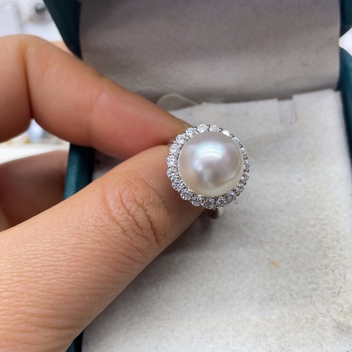 海水珍珠戒指银S925镶嵌