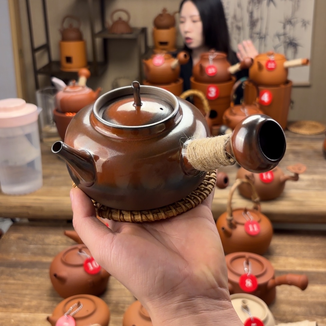 煮水煮茶甘甜 潮州砂铫壶 搭藤垫