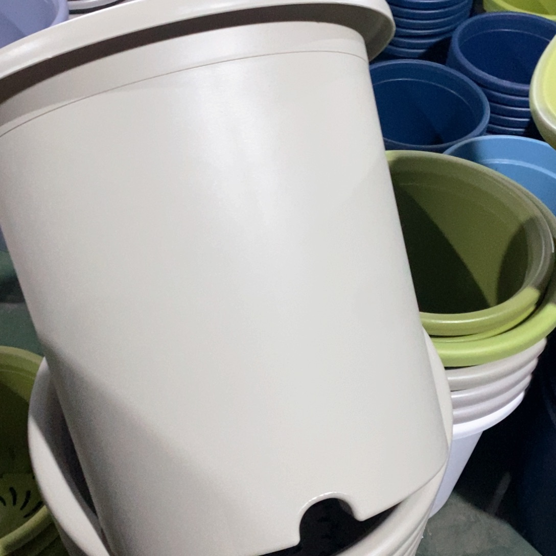 树脂四季盆8#无拖灰白微瑕3