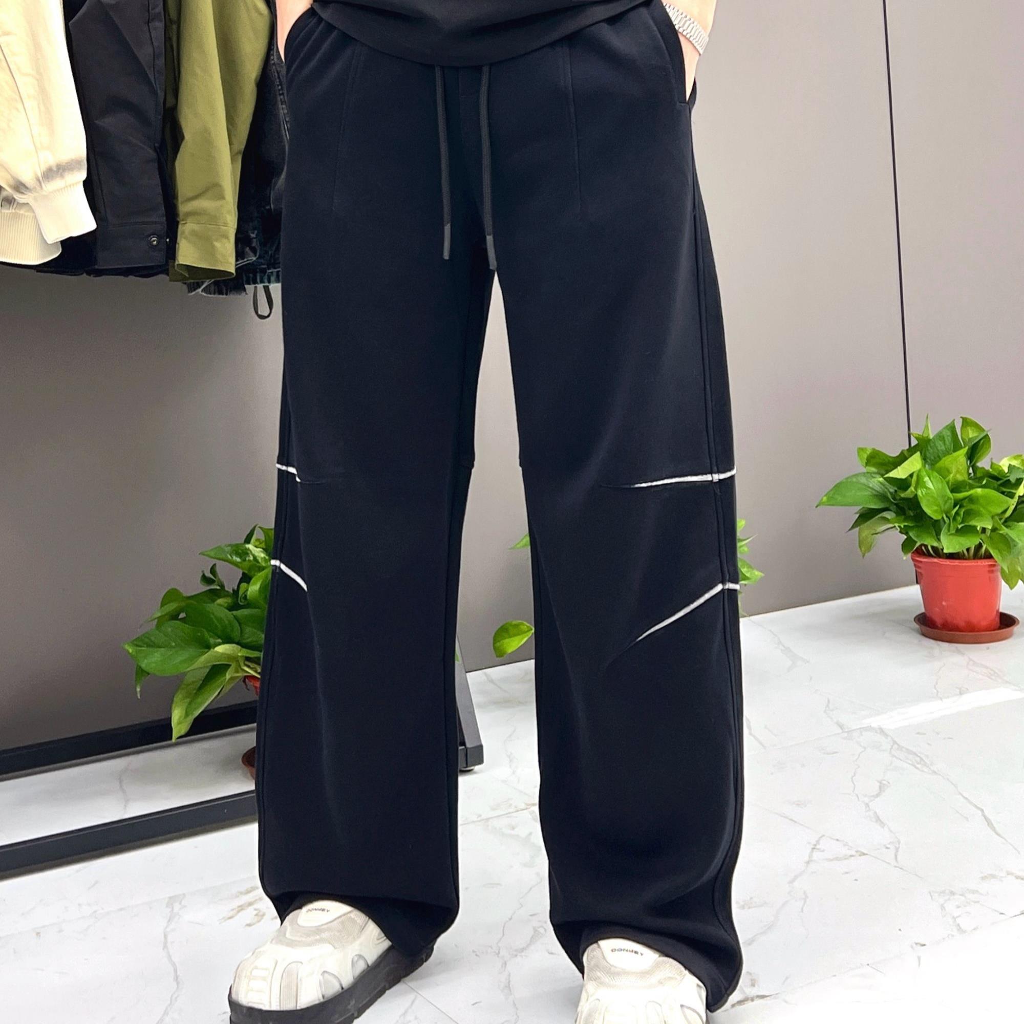 【ML】秋季新品 解构设计松紧腰直筒卫裤男女休闲宽松J-Y79