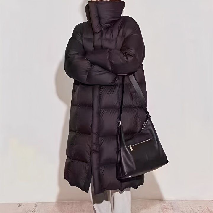 【鹅绒现货+运费险】加绒加厚款刺绣长款女保暖网红立领秋冬鹅绒服