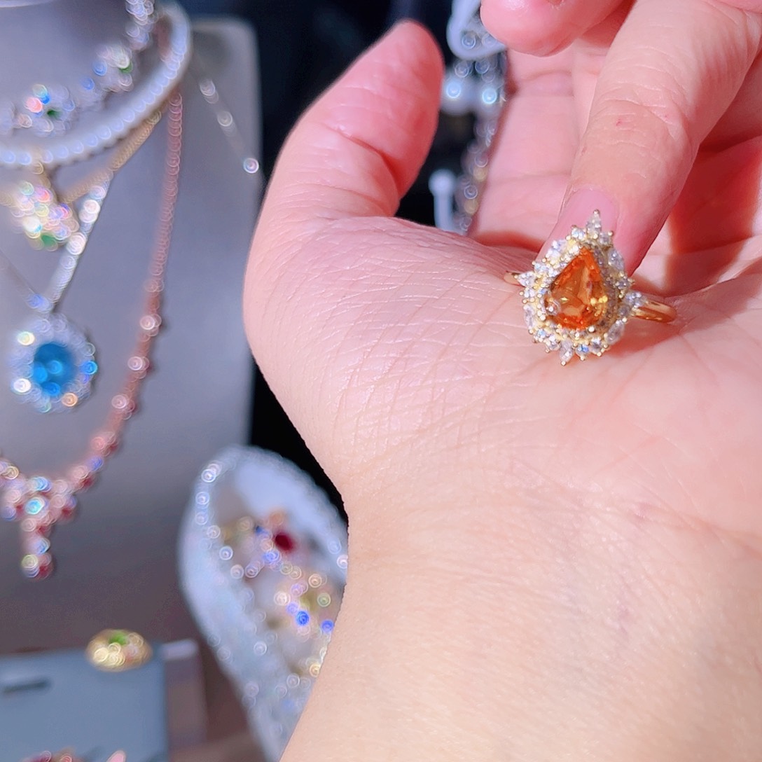 彩色蓝宝石戒指银S925镶嵌