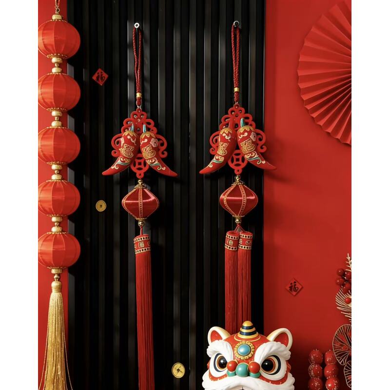 [新]双流苏辣椒灯笼挂件