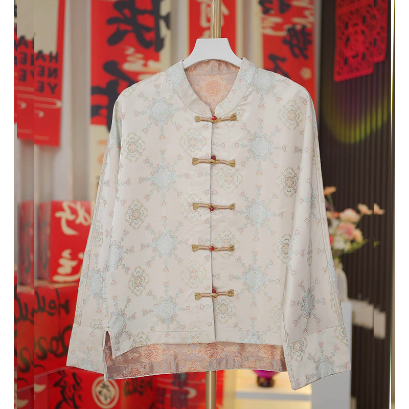 宝相太阳花-新宋锦国风女新中式重磅双面织金显瘦长袖上衣外套