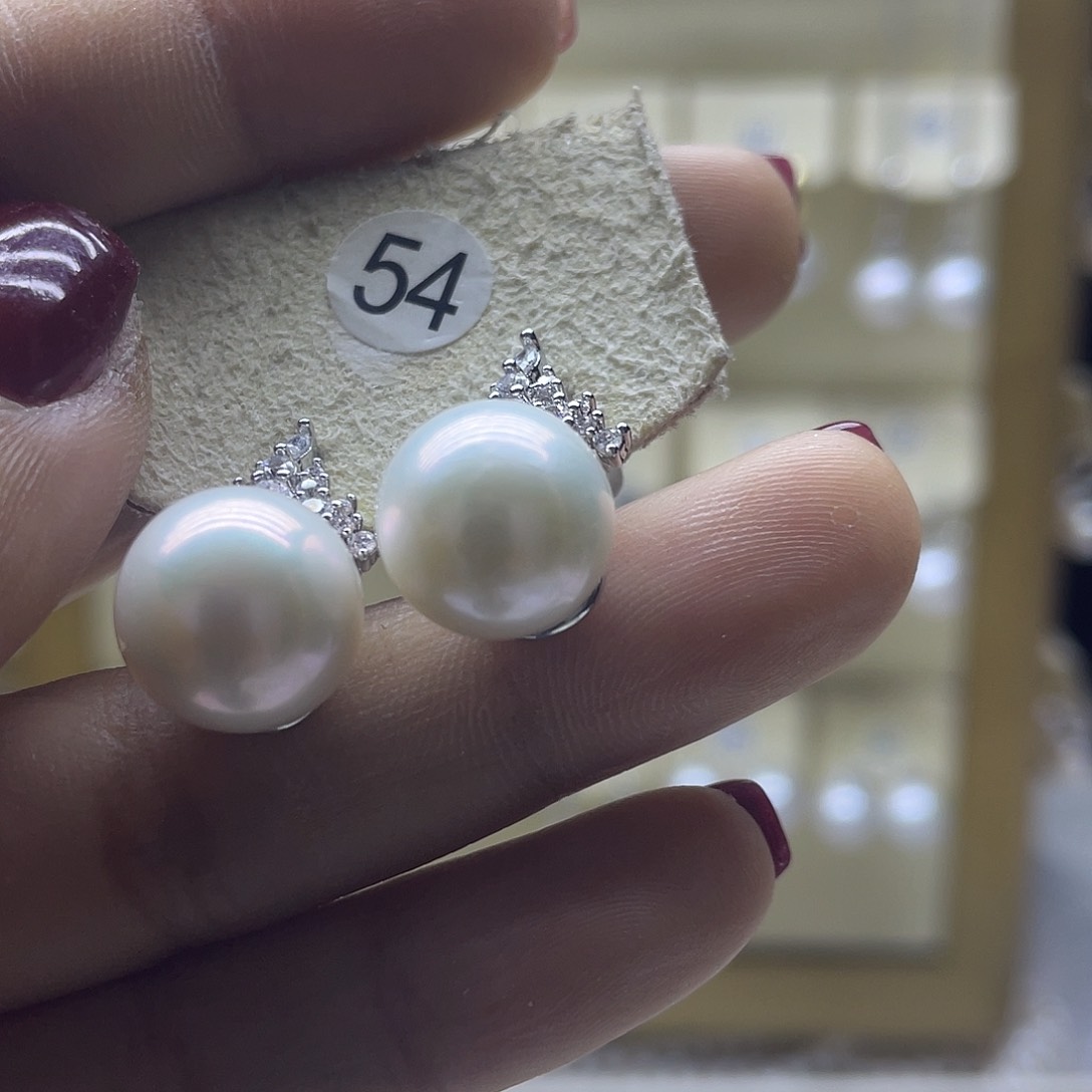 淡水珍珠耳饰银S925镶嵌