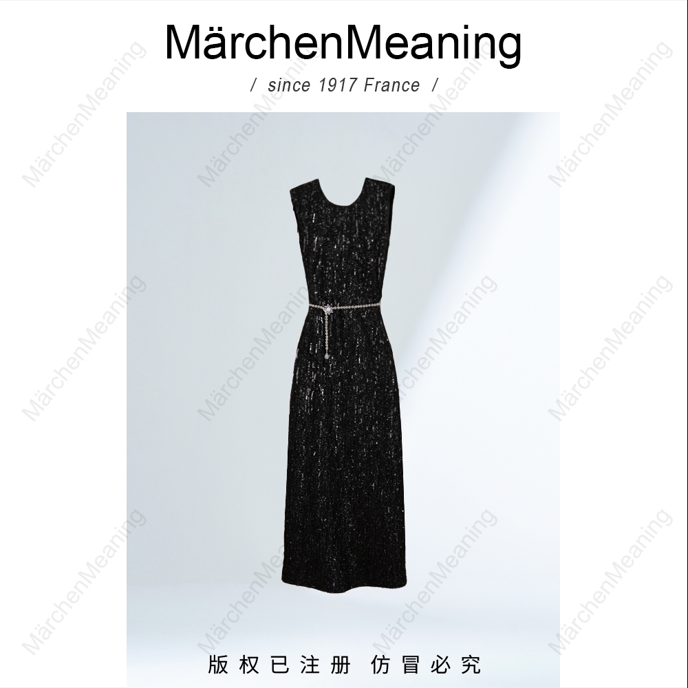 MarchenMeaning定制手工流苏特芙蓉连衣裙显瘦女装法式设计师