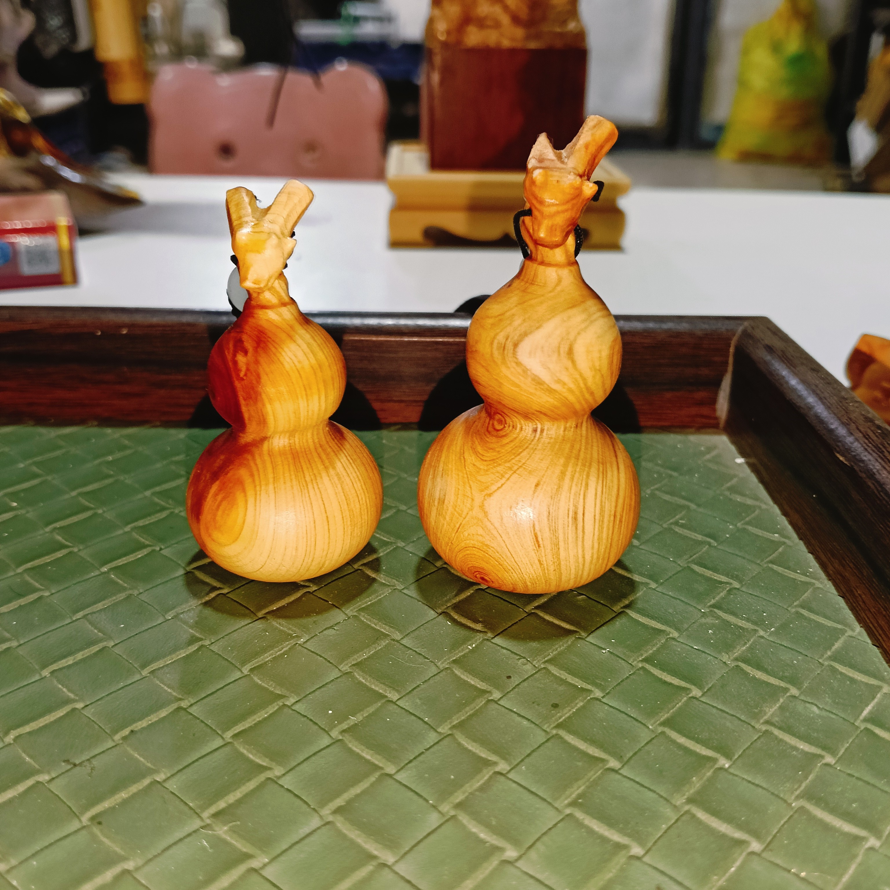 崖柏陈化料精雕龙头葫芦手把件福禄文玩随身盘玩