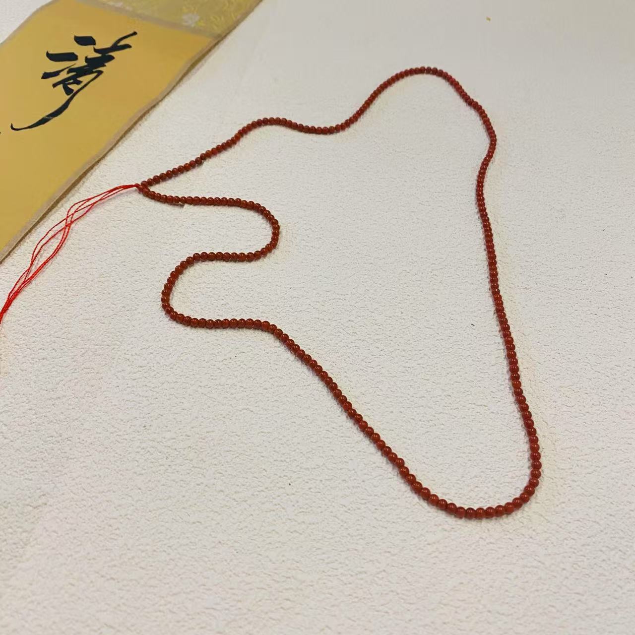 【V姐珠宝】ZH2211 瓦西牛血红南红小米珠项链 3mm