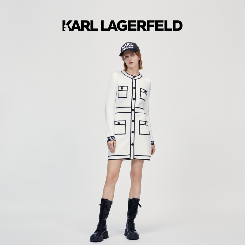【官方】KARL LAGERFELD卡尔拉格斐小香风针织连衣裙M21E13G5