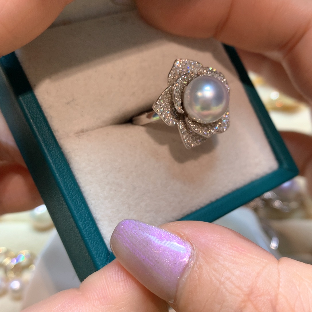 海水珍珠戒指银S925镶嵌