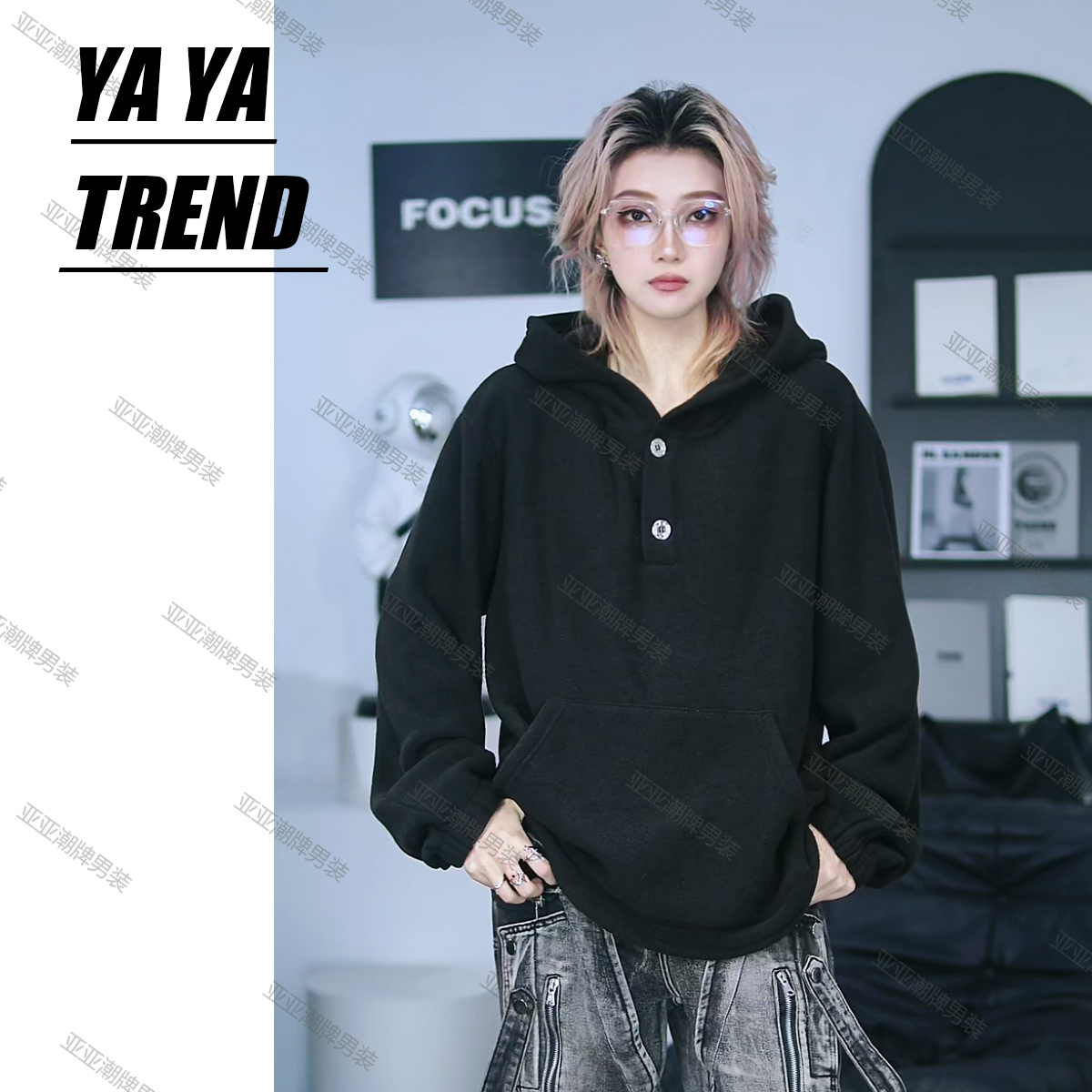 2025年秋冬新款美式连帽卫衣男女衣服高级感秋季款爆款宽松长袖