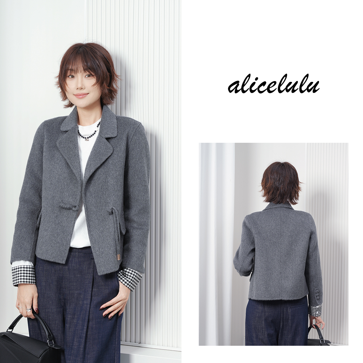 alicelulu 不羁本色.羊毛外套柔糯细腻复古飒美S1035755Ur