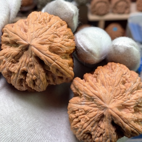 文玩核桃吊坠48全品货头边肚同尺山地红皮62克大粗筋