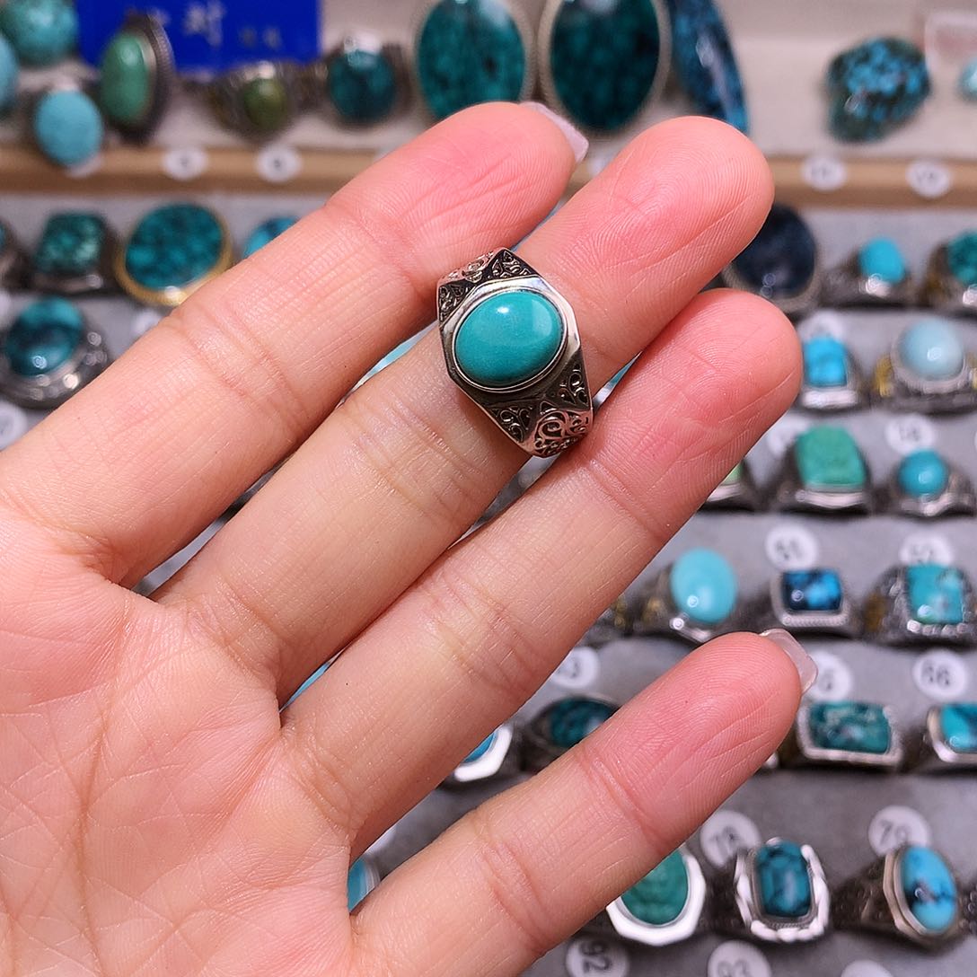 绿松石挂件银S925镶嵌