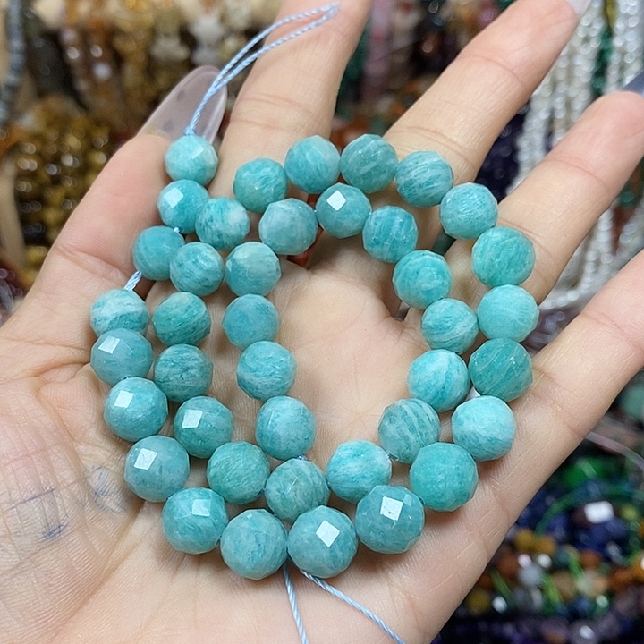 玛瑙/玉髓未镶嵌珠宝半成品天然天河石切面卡10mm