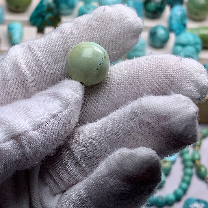 绿松石未镶嵌珠宝奇石直径14特色菜籽黄圆珠