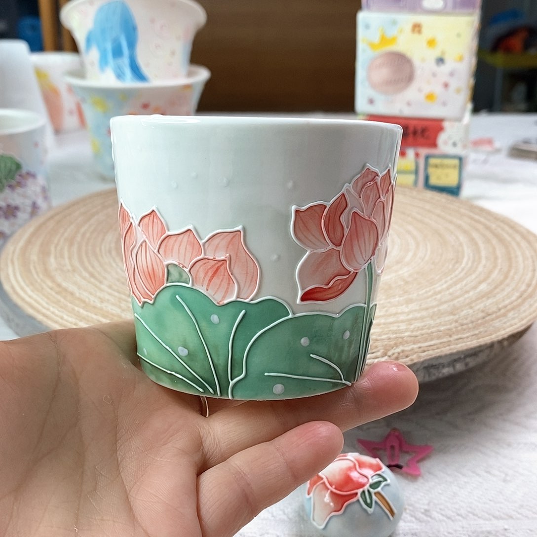 手绘手工制作陶瓷花盆23